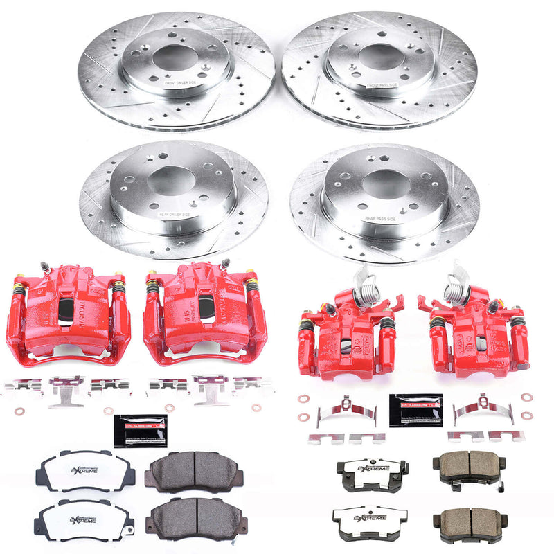 Power Stop KC1042-26 Z26 Street Warrior 1-Click Front And Rear Brake Kit With Calipers for 1998-2002 Honda Accord Coupe (2 Door) product image