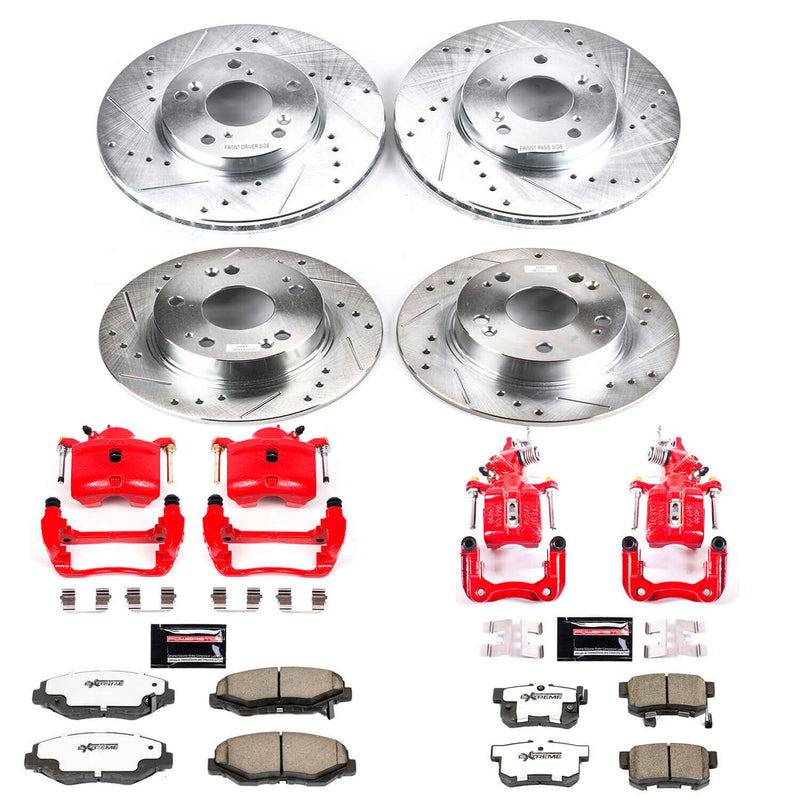 Power Stop KC1047-26 Z26 Extreme Street Warrior 1-Click Brake Kit With Calipers (Front And Rear) for 2003-2007 Honda Accord Coupe (2 Door) product image