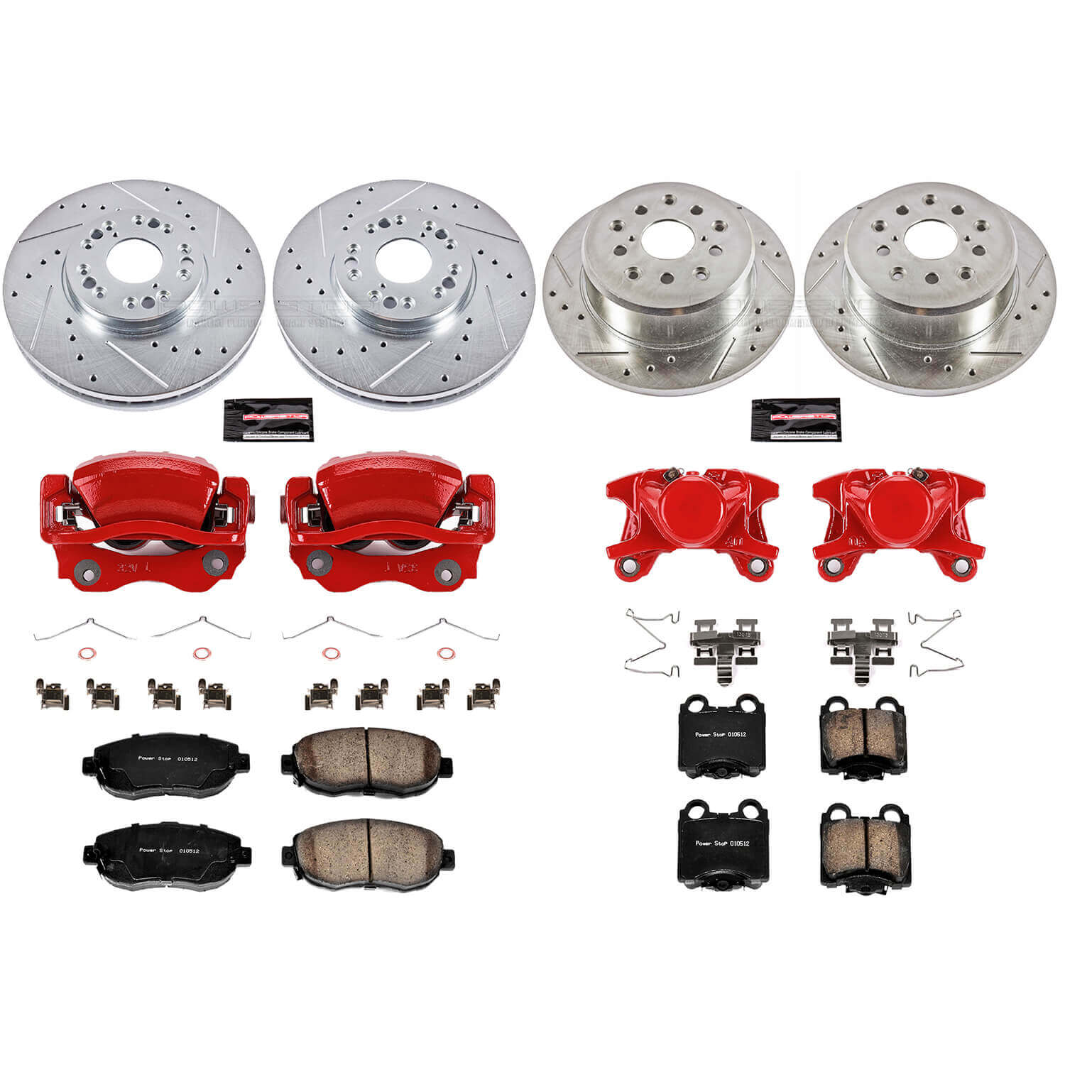 Power Stop KC1079A Z23 Evolution Sport Performance 1-Click Drilled And Slotted Front And Rear Brake Kit With Calipers for 2001-2005 Lexus IS300 product image