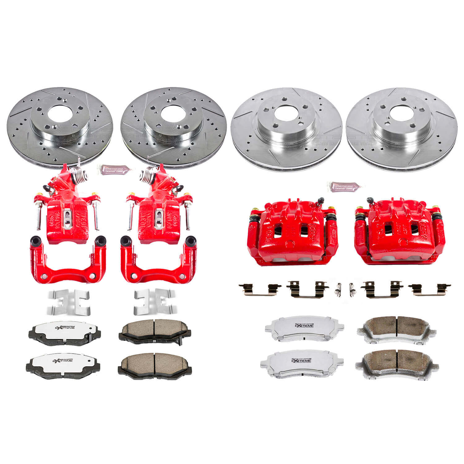 Power Stop KC1122-26 Z26 Extreme Street Warrior 1-Click Brake Kit With Calipers (Front And Rear) for 1998-2002 Subaru Forester - product image