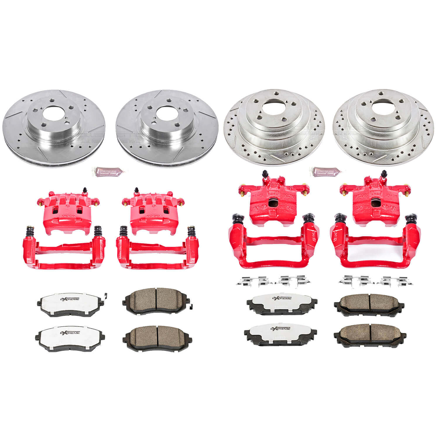 Power Stop KC1127-26 - Z26 Extreme Street Warrior 1-Click Brake Kit With Calipers (Front And Rear) vehicle fitment brake part