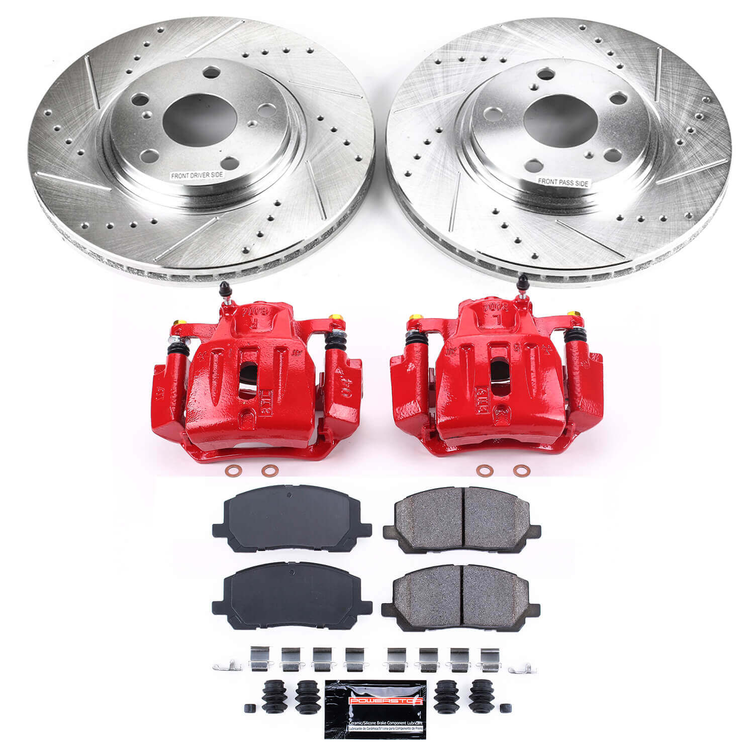 Power Stop KC1137 Z23 Evolution Sport Performance 1-Click Drilled And Slotted Front Brake Kit With Calipers for 2001-2007 Toyota Highlander product image