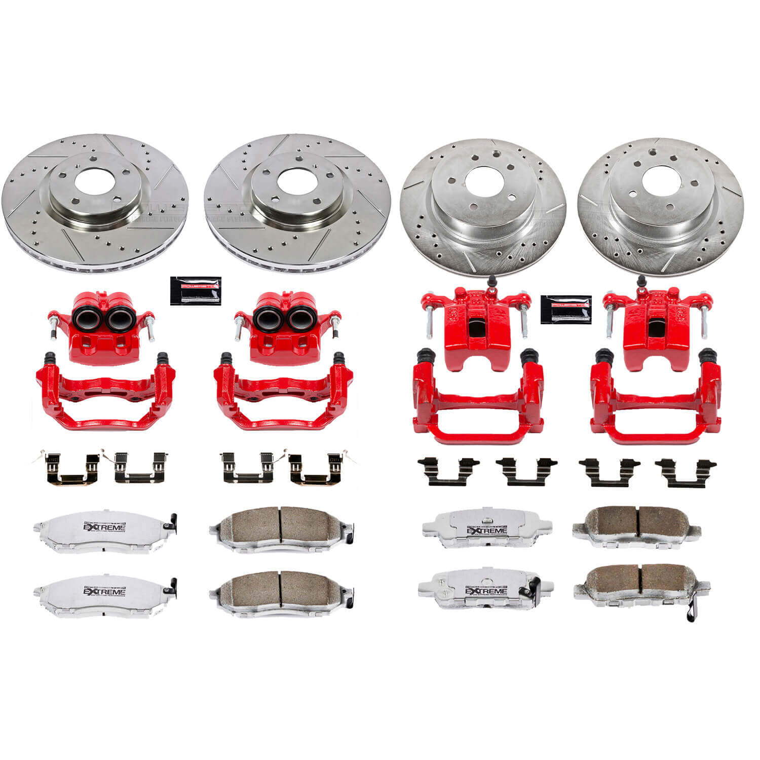 Power Stop KC114-26 - Z26 Extreme Street Warrior 1-Click Brake Kit With Calipers (Front And Rear) vehicle fitment brake part