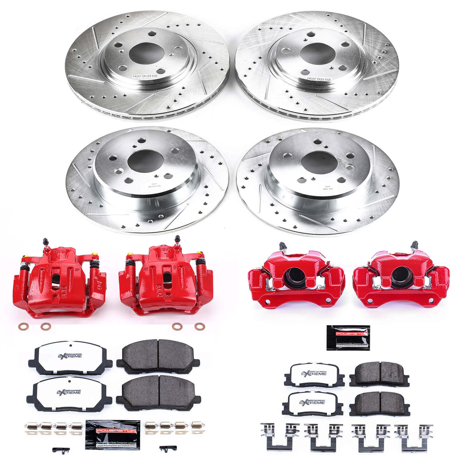 Power Stop KC1140A-36 Z36 Extreme Performance Truck And Tow 1-Click Pad And Rotor Kit With Calipers for 2001-2003 Toyota Highlander All Wheel Drive product image