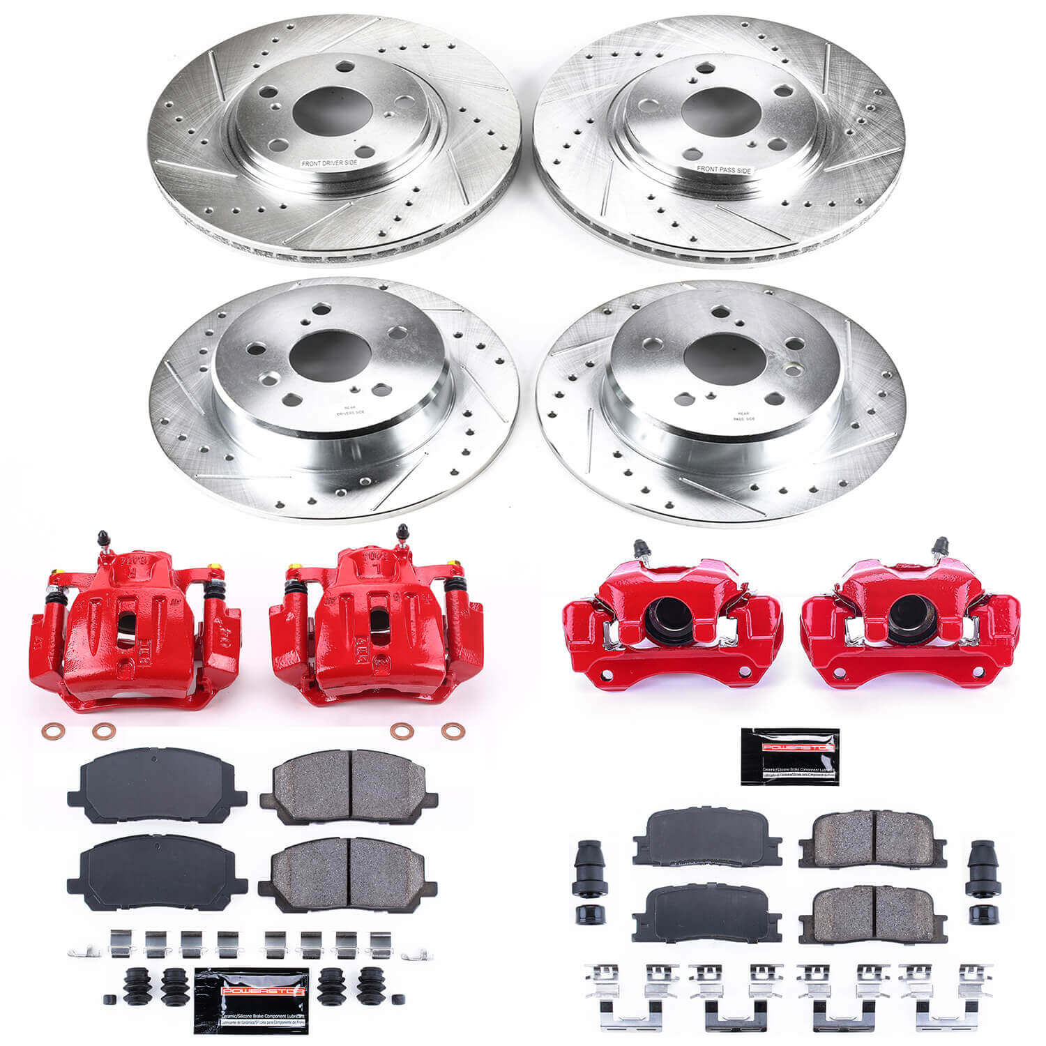 Power Stop KC1140A Z23 Evolution Sport Performance Pad And Rotor Kit With Calipers for 2001-2003 Toyota Highlander All Wheel Drive product image