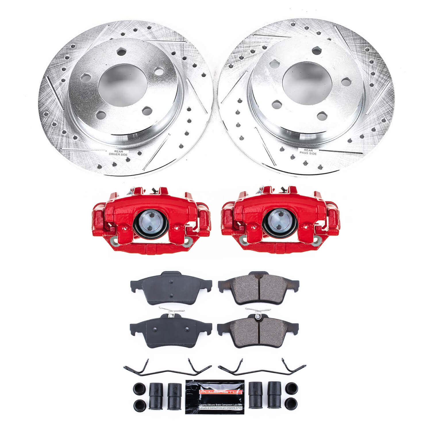 Power Stop KC123 Rear Z23 Evolution Sport Performance 1-Click Pad And Rotor Kit With Calipers for 2006 Mazda 3 product image