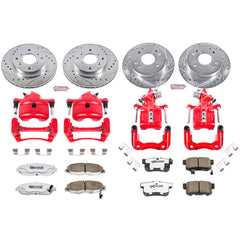 Power Stop KC1240A-26 Z26 Extreme Street Warrior 1-Click Brake Kit With Calipers (Front And Rear) for 1998-2002 Honda Accord Coupe (2 Door) product image