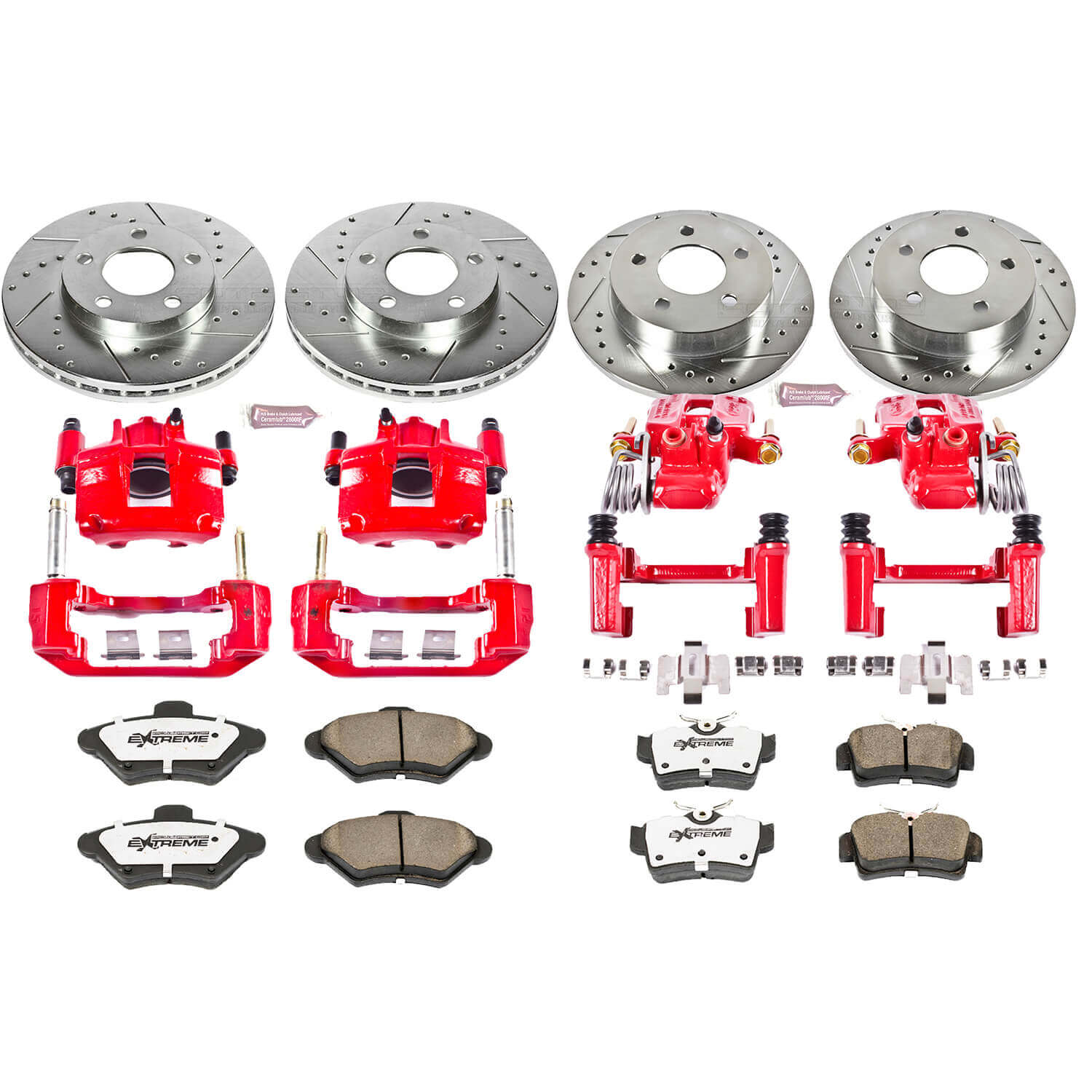 Power Stop KC1300-26 Z26 Extreme Street Warrior 1-Click Brake Kit With Calipers (Front And Rear) for 1994-1998 Ford Mustang product image