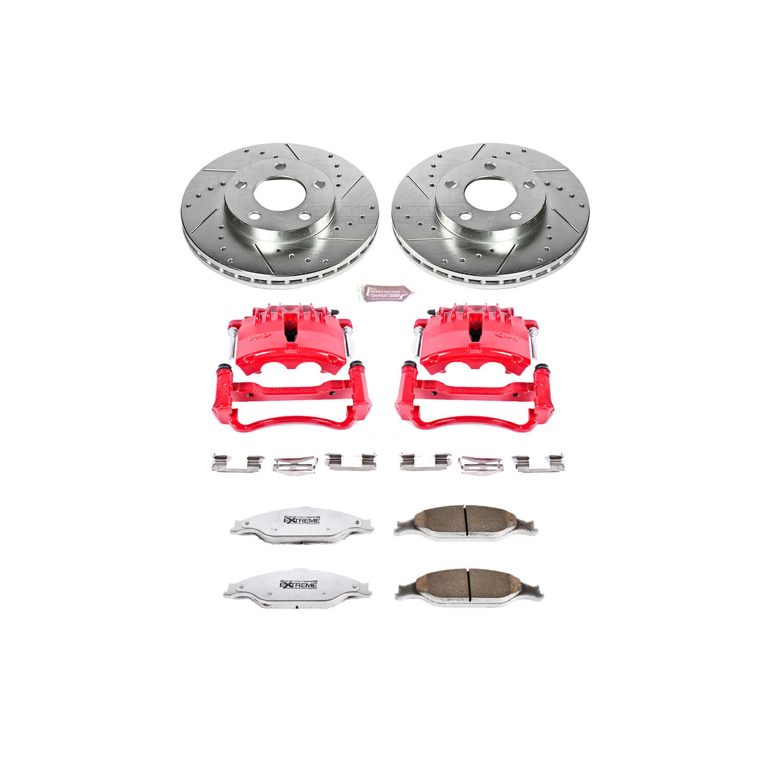 Power Stop KC1301-26 Z26 Extreme Street Warrior 1-Click Brake Kit With Calipers (Front) for 1999-2002 Ford Mustang product image