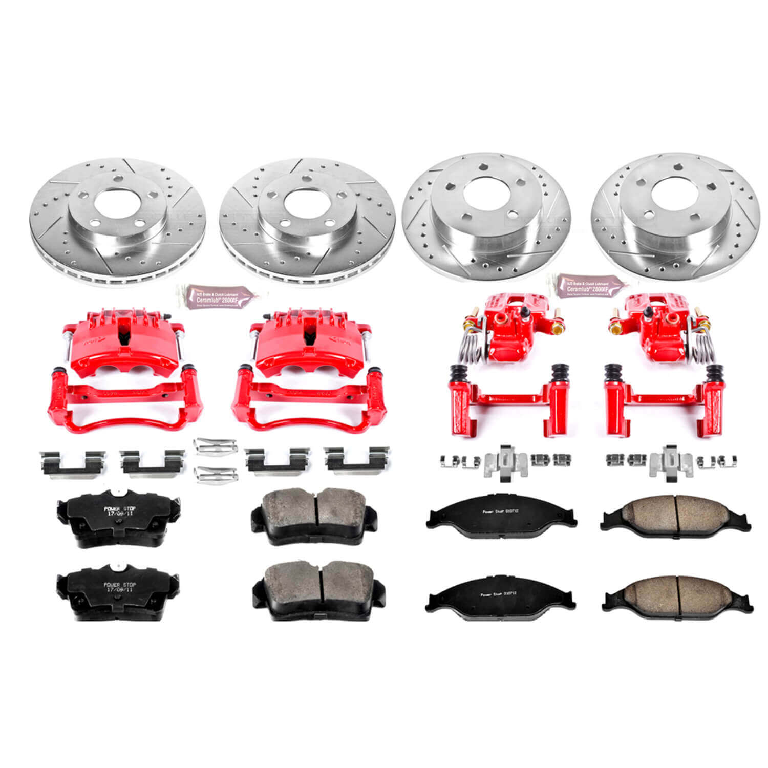 Power Stop KC1302 Z23 Evolution Sport Performance 1-Click Brake Kit With Calipers (Front And Rear) for 1999-2002 Ford Mustang product image