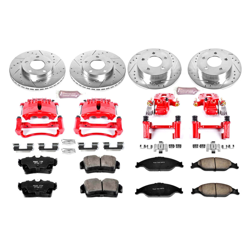 Power Stop KC1302 Z23 Evolution Sport Performance 1-Click Brake Kit With Calipers (Front And Rear) for 1999-2002 Ford Mustang product image