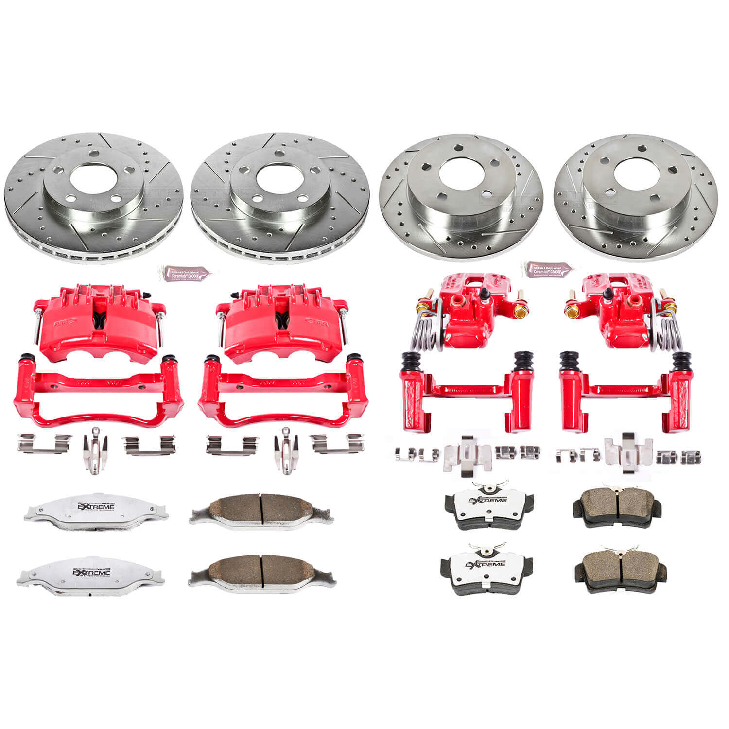 Power Stop KC1302A-26 Z26 Extreme Street Warrior 1-Click Brake Kit With Calipers (Front And Rear) for 2003-2004 Ford Mustang product image