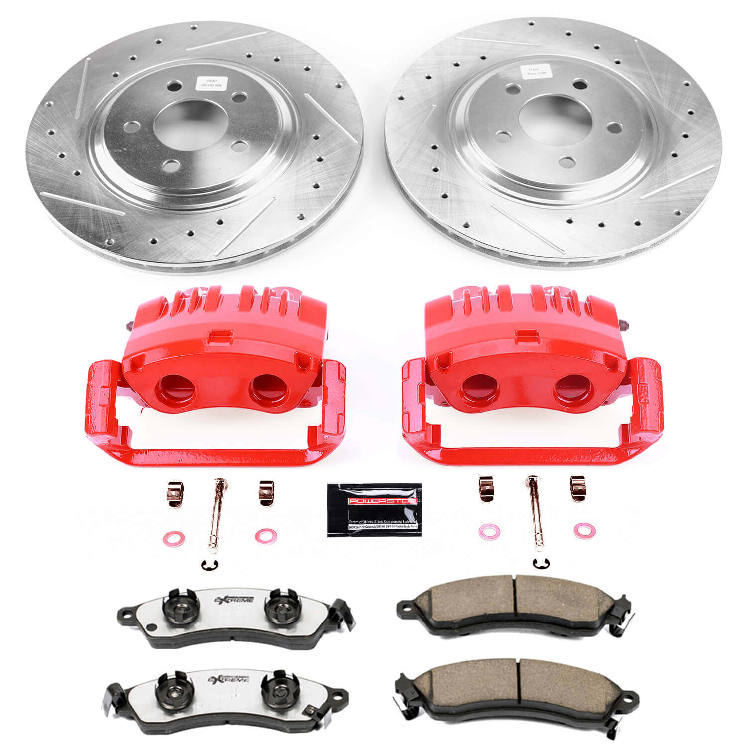 Power Stop KC1304C-26 Z26 Extreme Street Warrior 1-Click Brake Kit With Calipers (Front) - No Logo On Caliper for 1999-2004 Ford Mustang Svt Cobra product image