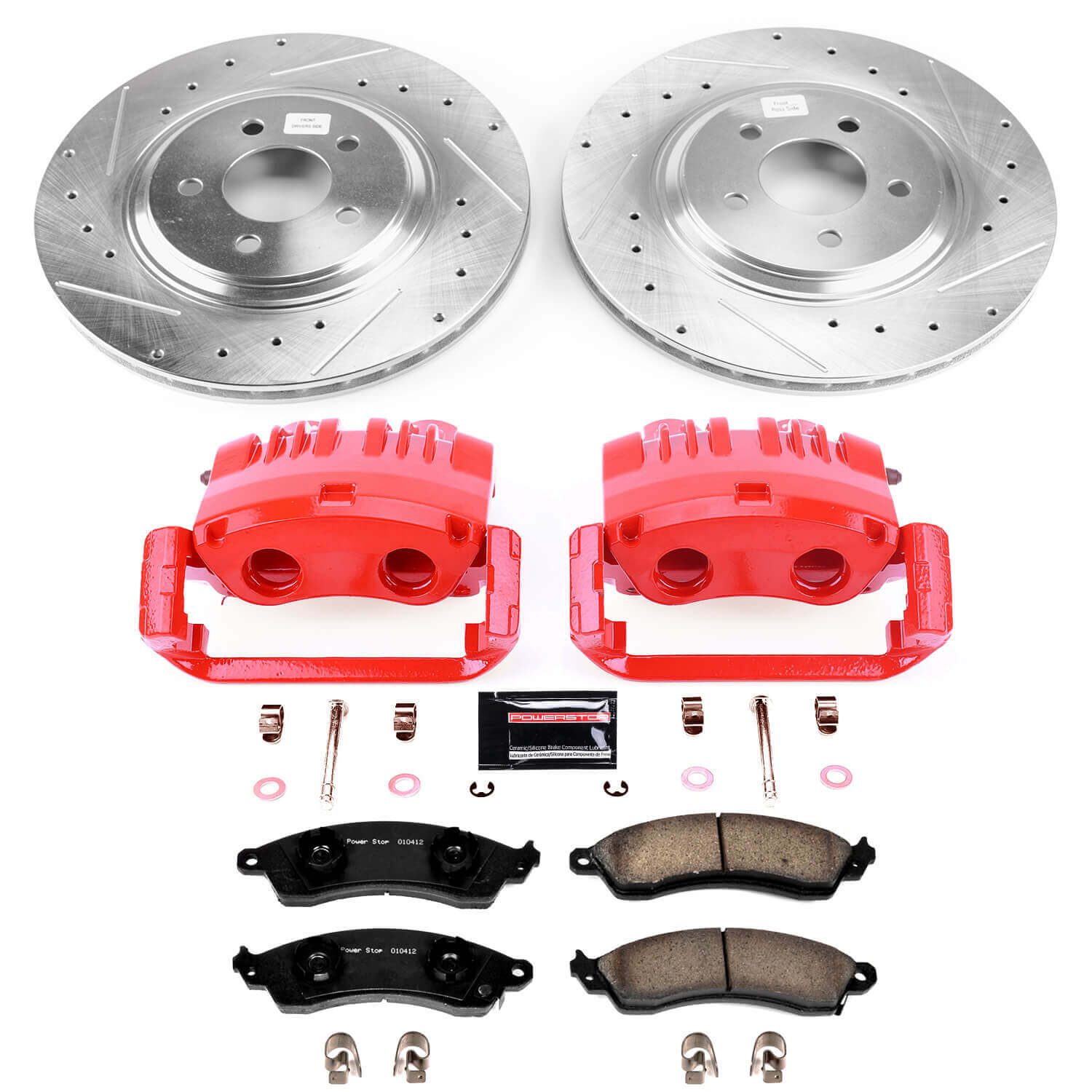 Power Stop KC1304C Z23 Evolution Sport Performance 1-Click Brake Kit With Calipers (Front) - No Logo On Caliper for 1999-2004 Ford Mustang Svt Cobra product image