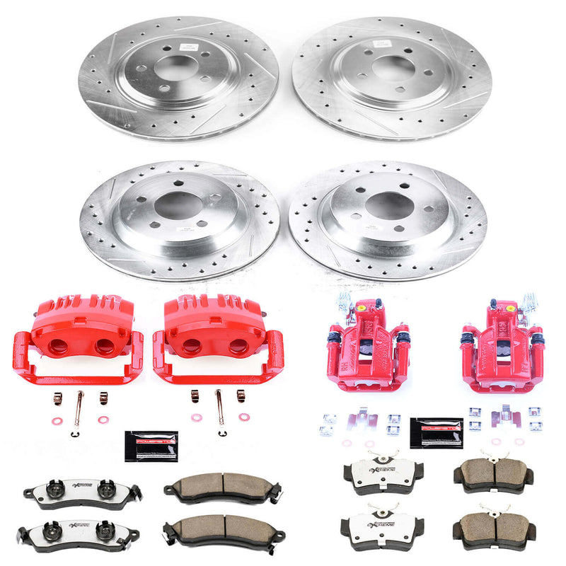 Power Stop KC1305C-26 - Z26 Extreme Street Warrior 1-Click Brake Kit With Calipers (Front And Rear) - No Logo On Front Caliper vehicle fitment brake part