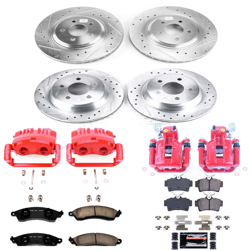 Power Stop KC1305C Z23 Evolution Sport Performance 1-Click Brake Kit With Calipers (Front And Rear) - No Logo On Front Caliper for 1999-2004 Ford Mustang Svt Cobra product image