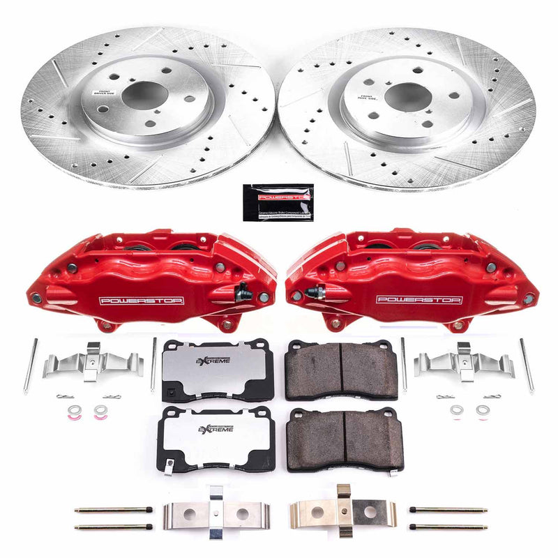 Power Stop KC131-26 Z26 Street Warrior 1-Click Front Brake Kit With Calipers for 2005-2017 Subaru Impreza Wrx Sti product image