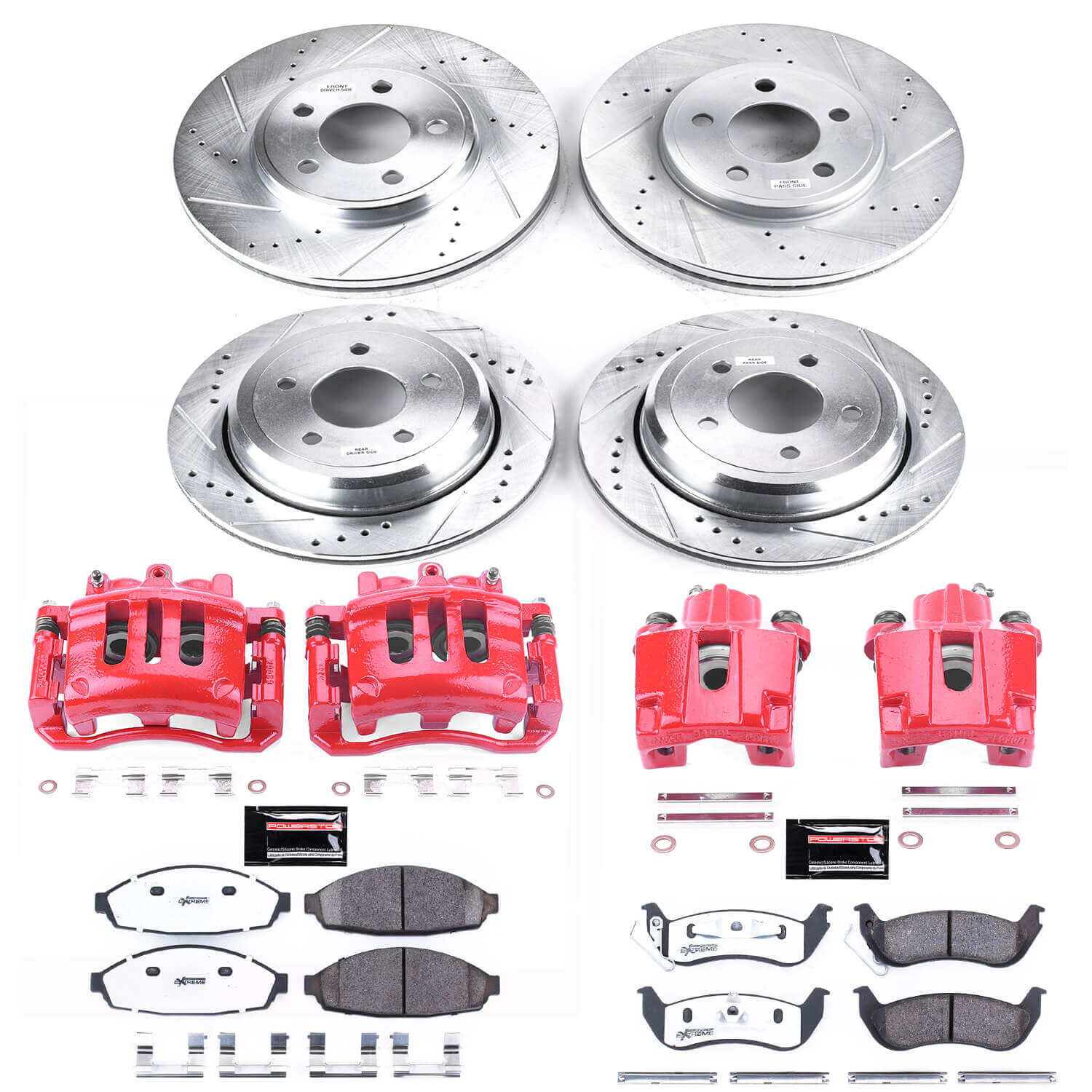 Power Stop KC1365-26 Z26 Street Warrior 1-Click Front And Rear Brake Kit With Calipers for 2003-2011 Ford Crown Victoria product image