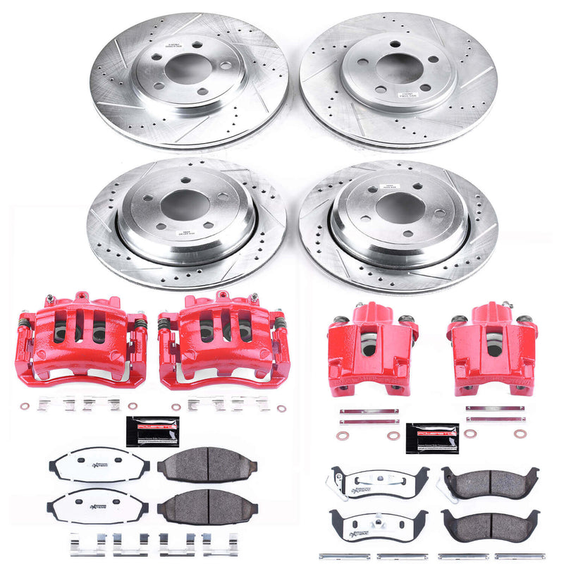Power Stop KC1365-26 Z26 Street Warrior 1-Click Front And Rear Brake Kit With Calipers for 2003-2011 Ford Crown Victoria product image