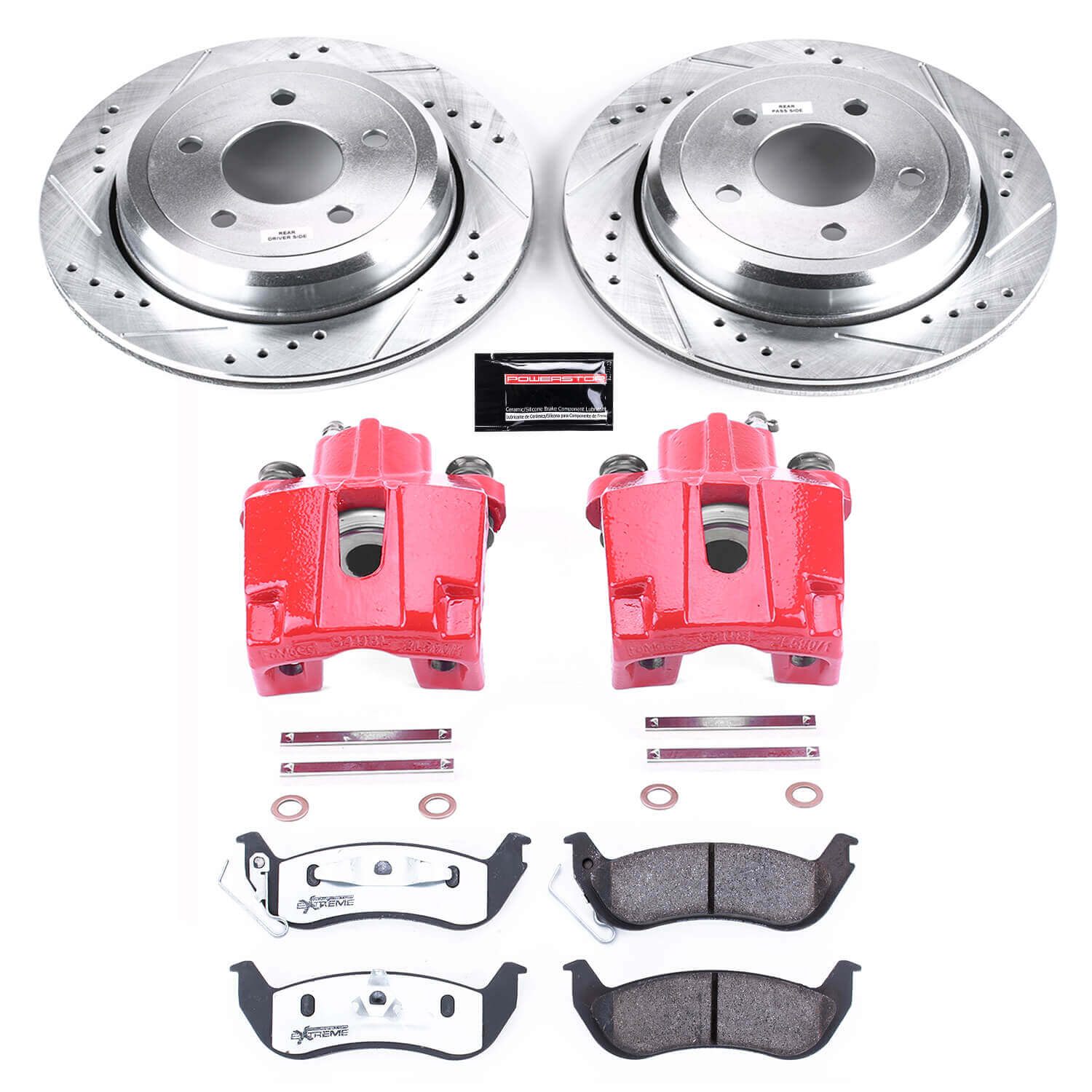 Power Stop KC1368-26 Z26 Street Warrior 1-Click Rear Brake Kit With Calipers for 2003-2011 Ford Crown Victoria product image