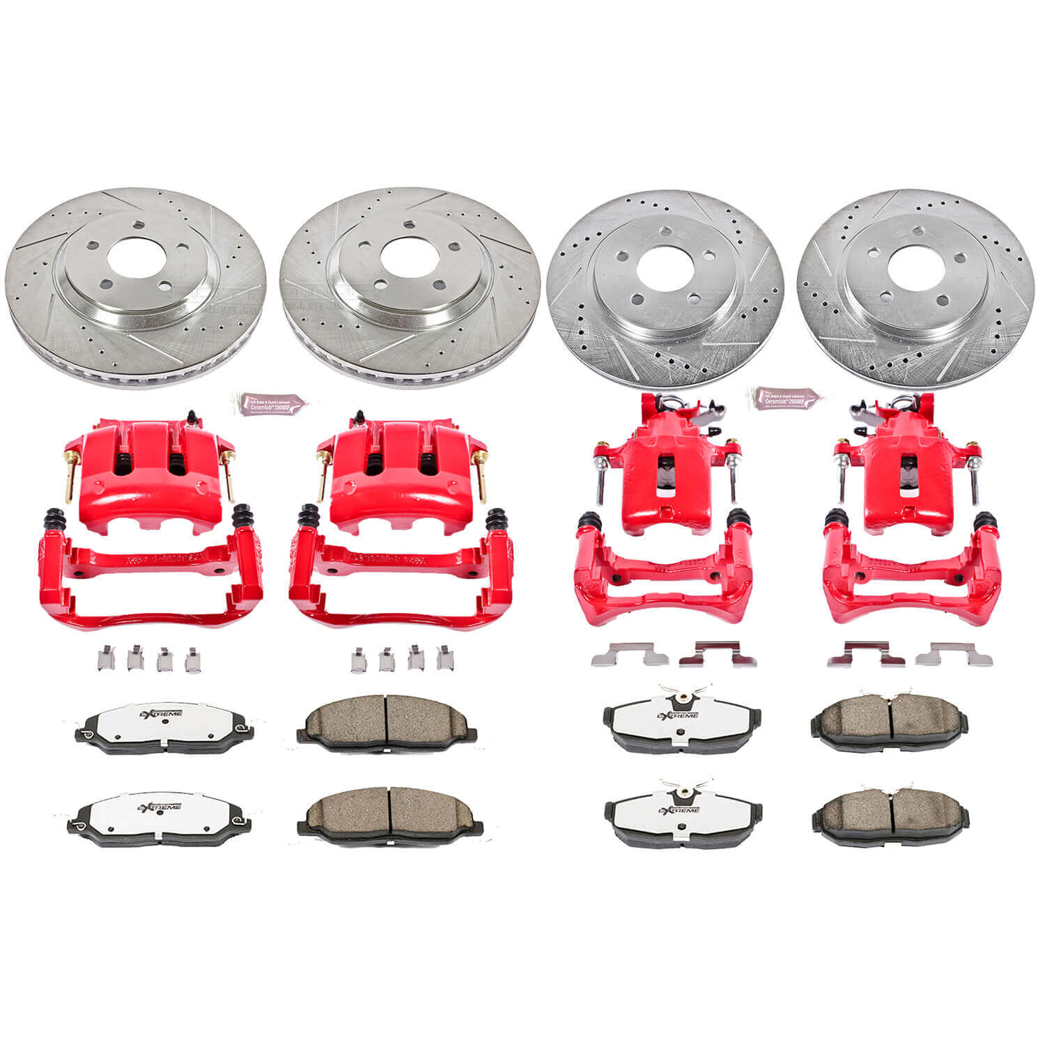 Power Stop KC1381-26 Z26 Extreme Street Warrior 1-Click Brake Kit With Calipers (Front And Rear) for 2005-2010 Ford Mustang product image