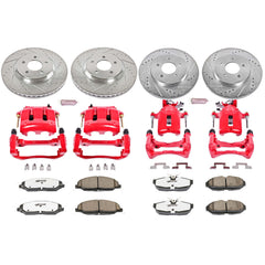 Power Stop KC1381-26 Z26 Extreme Street Warrior 1-Click Brake Kit With Calipers (Front And Rear) for 2005-2010 Ford Mustang product image