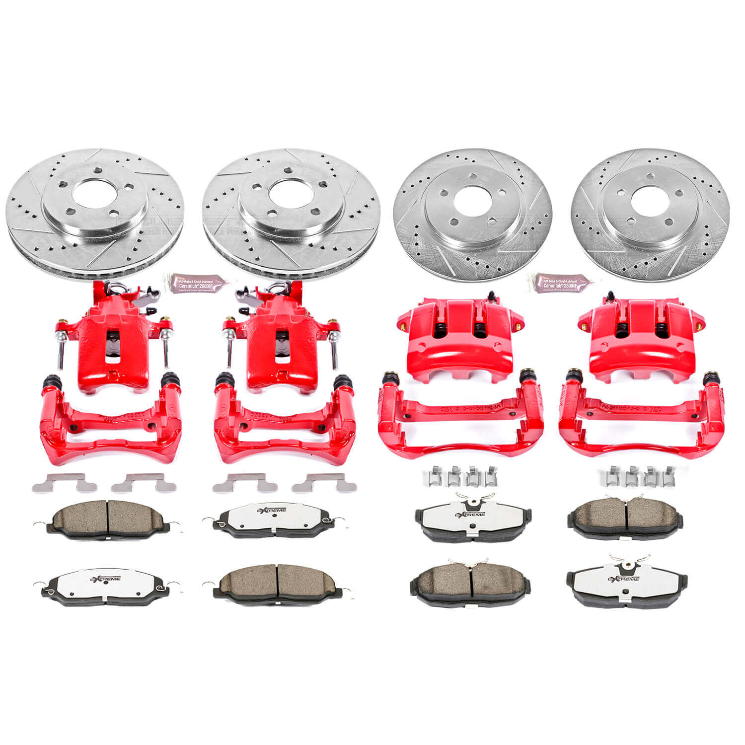 Power Stop KC1383-26 Z26 Extreme Street Warrior 1-Click Brake Kit With Calipers (Front And Rear) for 2005-2010 Ford Mustang product image