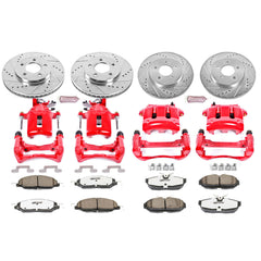 Power Stop KC1383-26 Z26 Extreme Street Warrior 1-Click Brake Kit With Calipers (Front And Rear) for 2005-2010 Ford Mustang product image