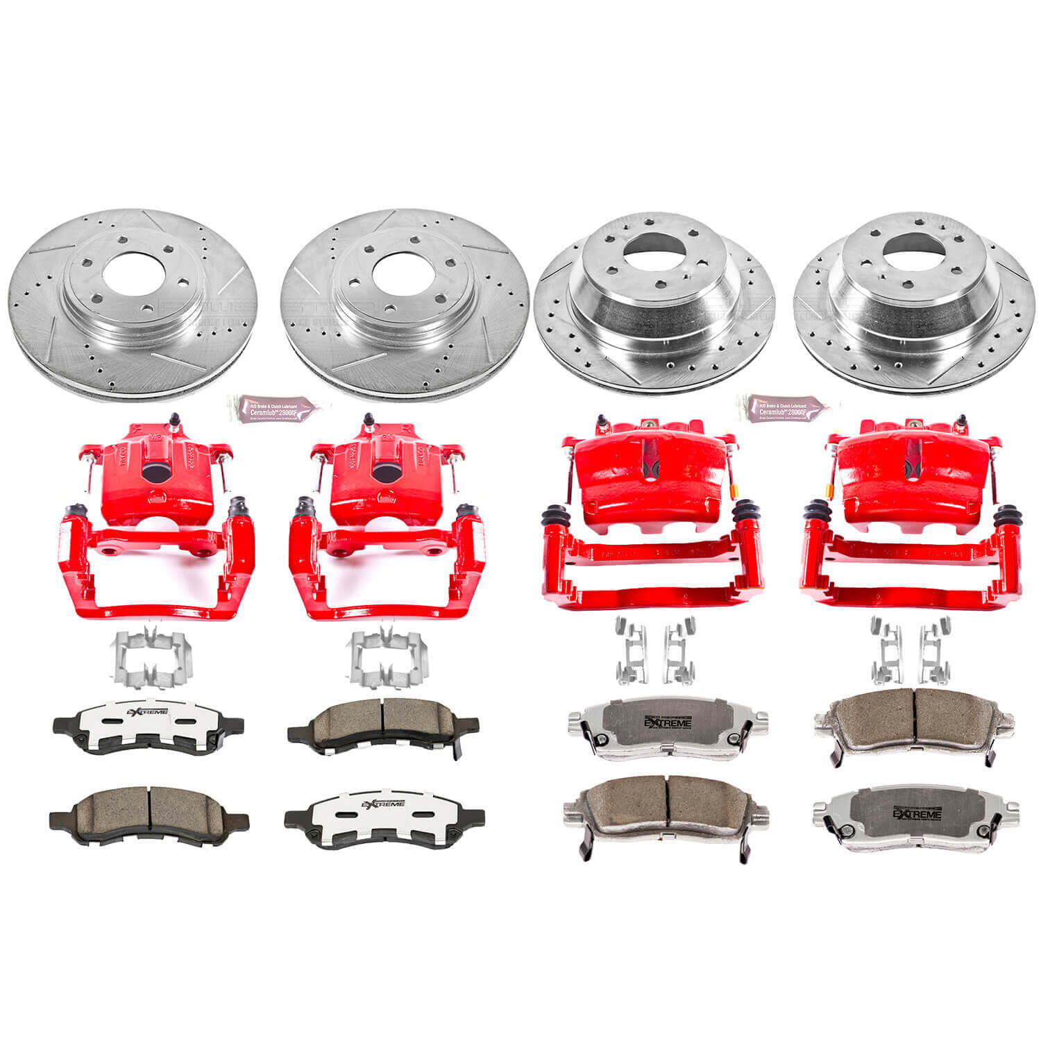 Power Stop KC1454-26 - Z26 Extreme Street Warrior 1-Click Brake Kit With Calipers (Front And Rear) vehicle fitment brake part
