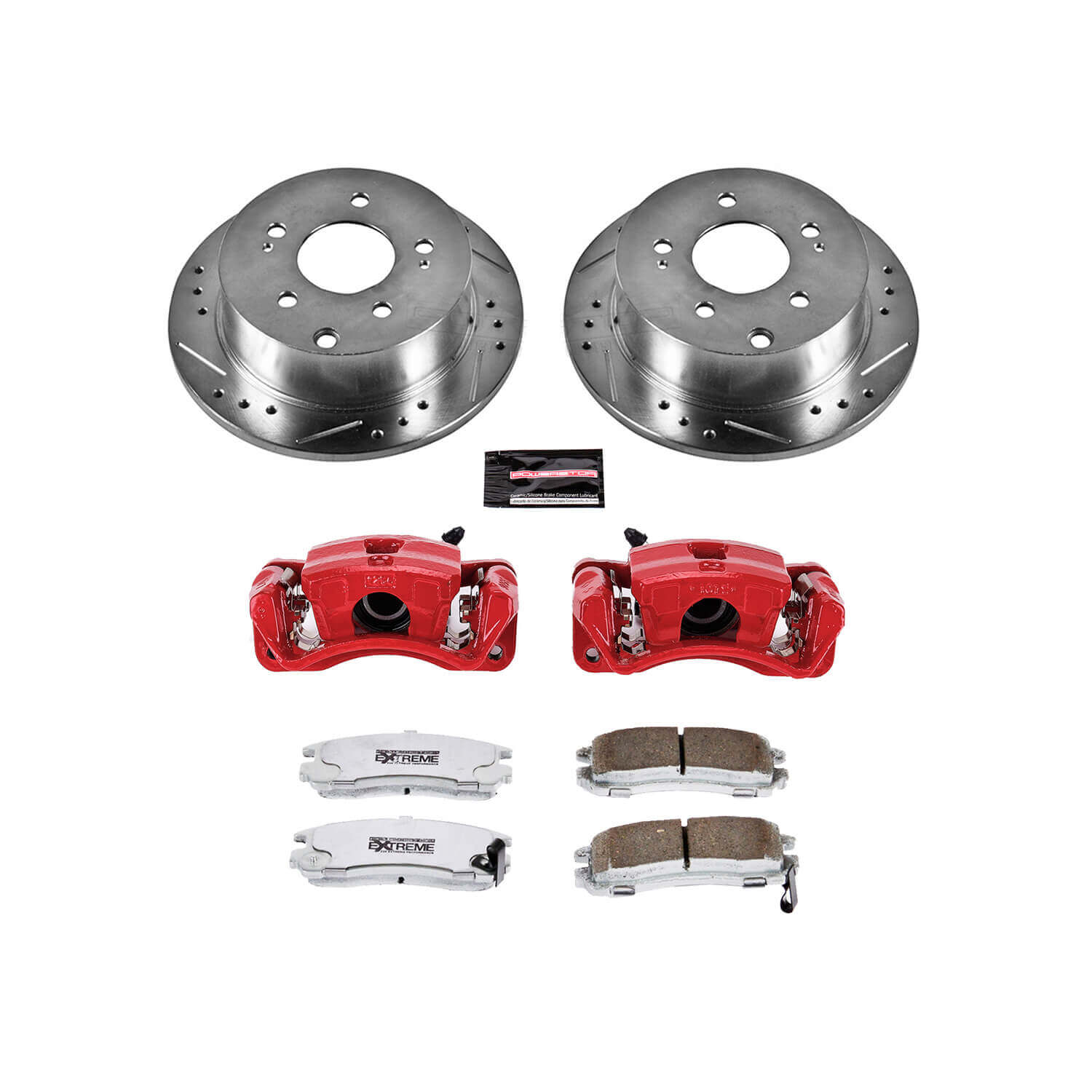 Power Stop KC155-26 Z26 Extreme Street Warrior 1-Click Drilled And Slotted Rear Brake Kit With Calipers for 2004-2012 Mitsubishi Eclipse product image
