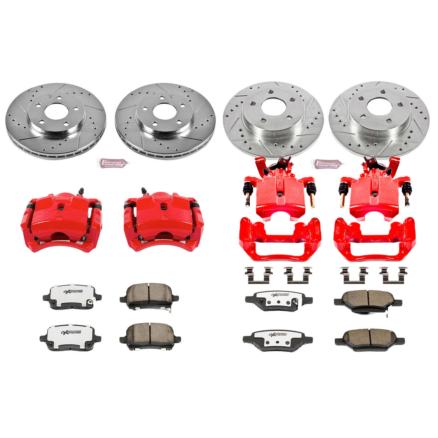Power Stop KC1618-26 Z26 Extreme Street Warrior 1-Click Brake Kit With Calipers (Front And Rear) for 2004-2008 Chevrolet Malibu product image