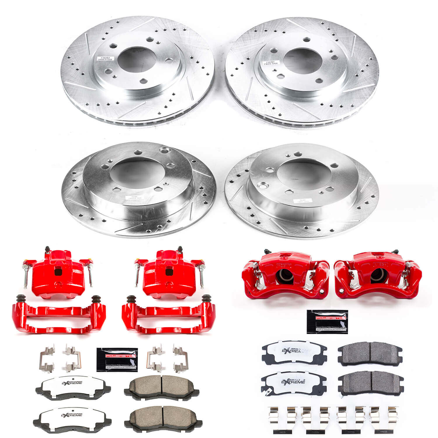 Power Stop KC1683-26 Z26 Extreme Street Warrior 1-Click Brake Kit With Calipers (Front And Rear) for 2000-2005 Chrysler Sebring Coupe (2 Door) product image