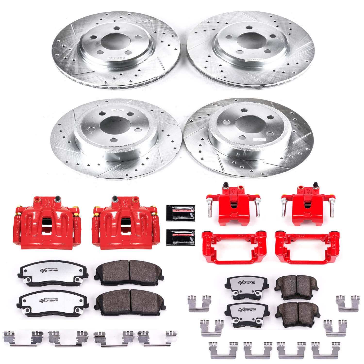 Power Stop KC1715A-26 Z26 Extreme Street Warrior 1-Click Brake Kit With Calipers (Front And Rear) for 2012-2021 Chrysler 300 - product image