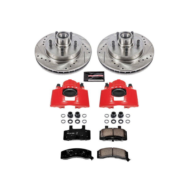 Power Stop KC1991 Z23 Evolution Sport Performance 1-Click Drilled And Slotted Front Brake Kit With Calipers for 1998-2000 Chevrolet Tahoe product image