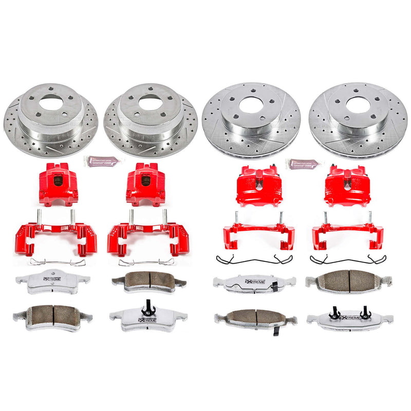 Power Stop KC2148-26 Z26 Extreme Street Warrior 1-Click Brake Kit With Calipers (Front And Rear) for 1999-2002 Jeep Grand Cherokee product image