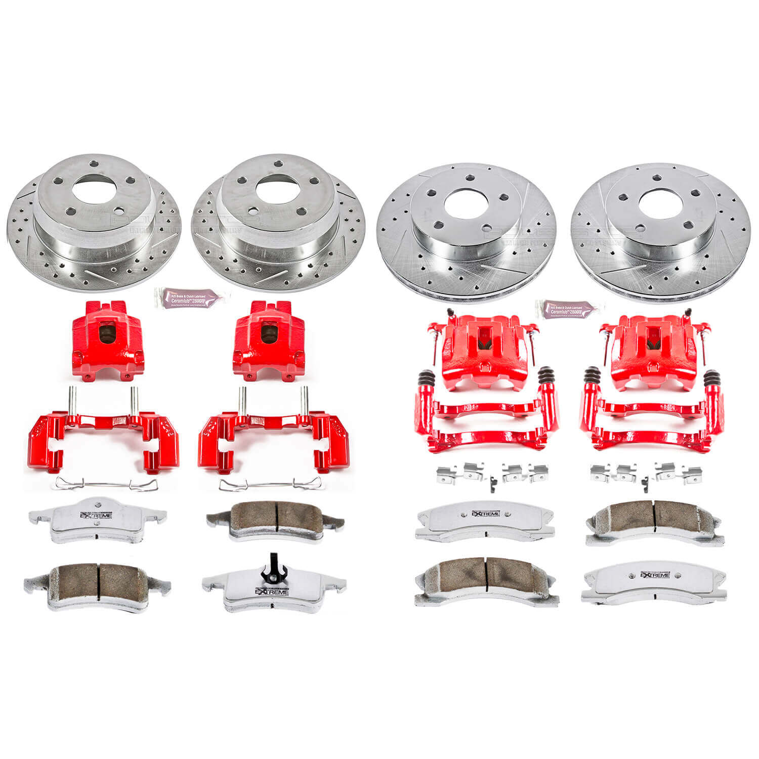 Power Stop KC2150-26 Z26 Extreme Street Warrior 1-Click Brake Kit With Calipers (Front And Rear) for 1999-2004 Jeep Grand Cherokee product image