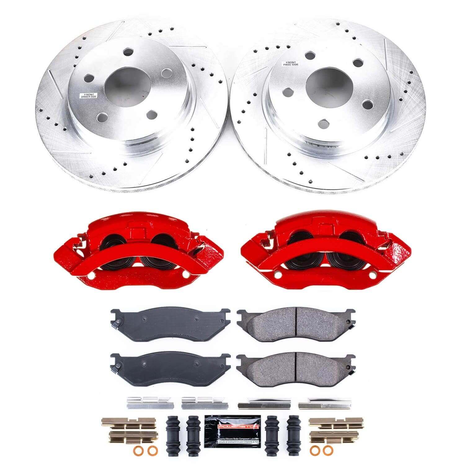 Power Stop KC2165A - Front Z23 Evolution Sport Performance 1-Click Pad And Rotor Kit With Calipers vehicle fitment brake part