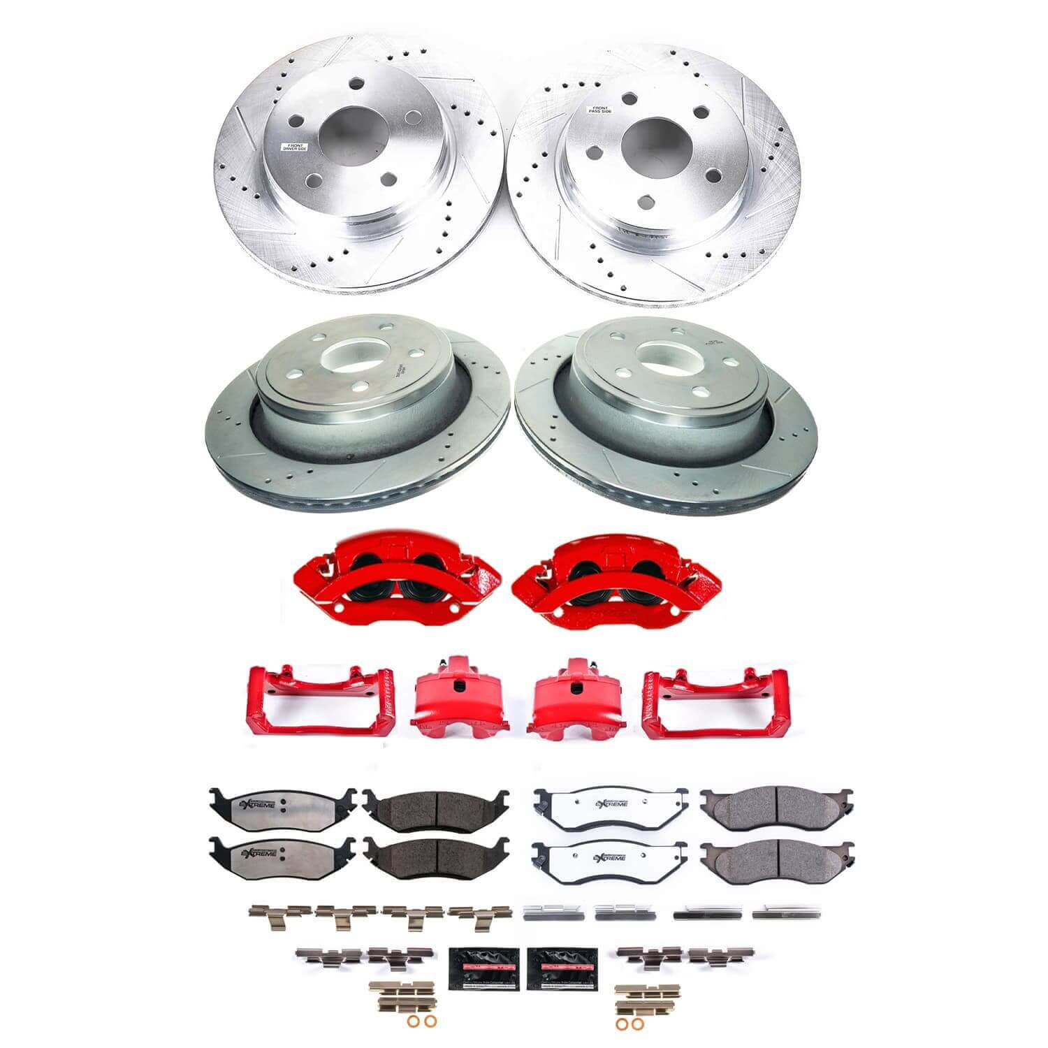 Power Stop KC2166A-36 - Front And Rear Z36 Extreme Performance Truck And Tow 1-Click Pad And Rotor Kit With Calipers vehicle fitment brake part