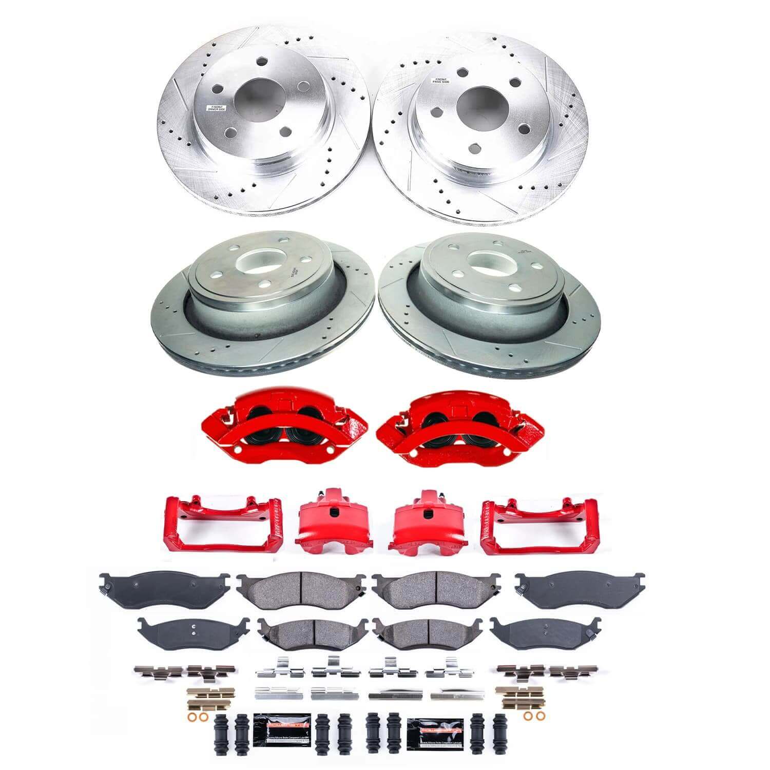 Power Stop KC2166A - Front And Rear Z23 Evolution Sport Performance 1-Click Pad And Rotor Kit With Calipers vehicle fitment brake part