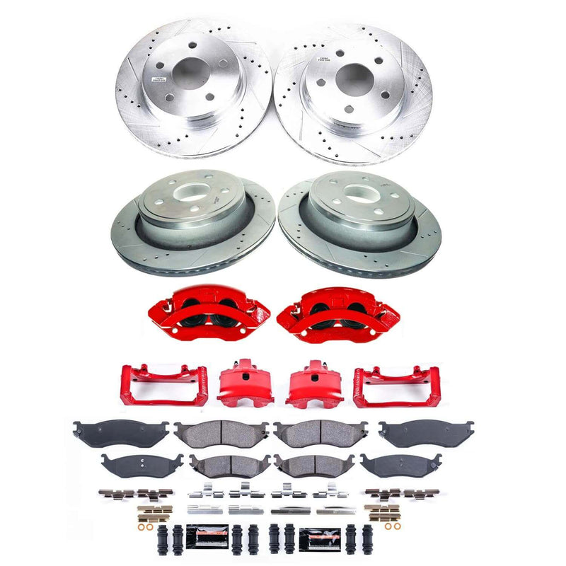 Power Stop KC2166A - Front And Rear Z23 Evolution Sport Performance 1-Click Pad And Rotor Kit With Calipers vehicle fitment brake part