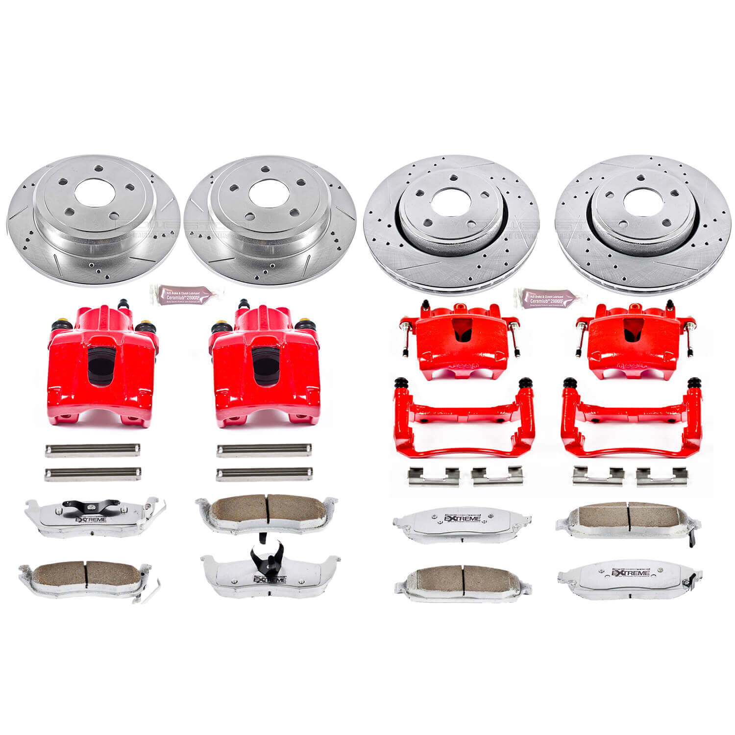 Power Stop KC2220-26 Z26 Extreme Street Warrior 1-Click Brake Kit With Calipers (Front And Rear) for 2005-2010 Jeep Commander product image