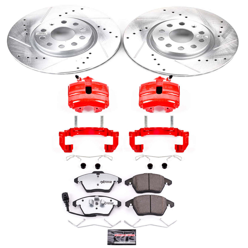 Power Stop KC2259A-26 Z26 Street Warrior 1-Click Front Brake Kit With Calipers for 2006-2018 Audi A3 product image