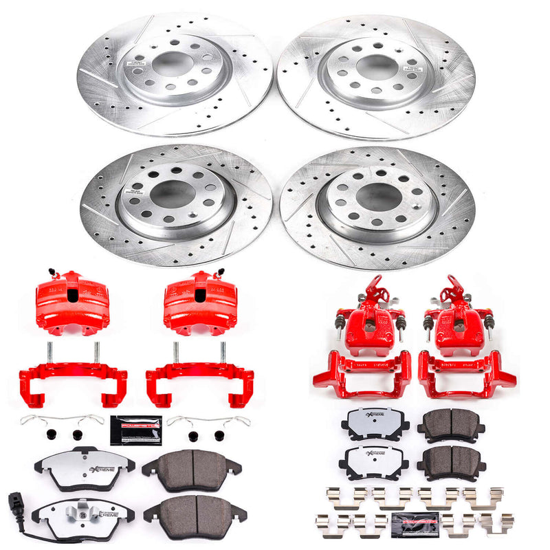Power Stop KC2260B-26 Z26 Street Warrior 1-Click Front And Rear Brake Kit With Calipers for 2006-2009 Audi A3 product image