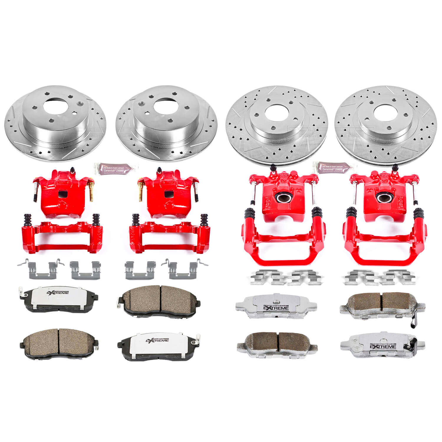 Power Stop KC2283-26 Z26 Extreme Street Warrior 1-Click Brake Kit With Calipers (Front And Rear) for 2002-2006 Nissan Altima product image