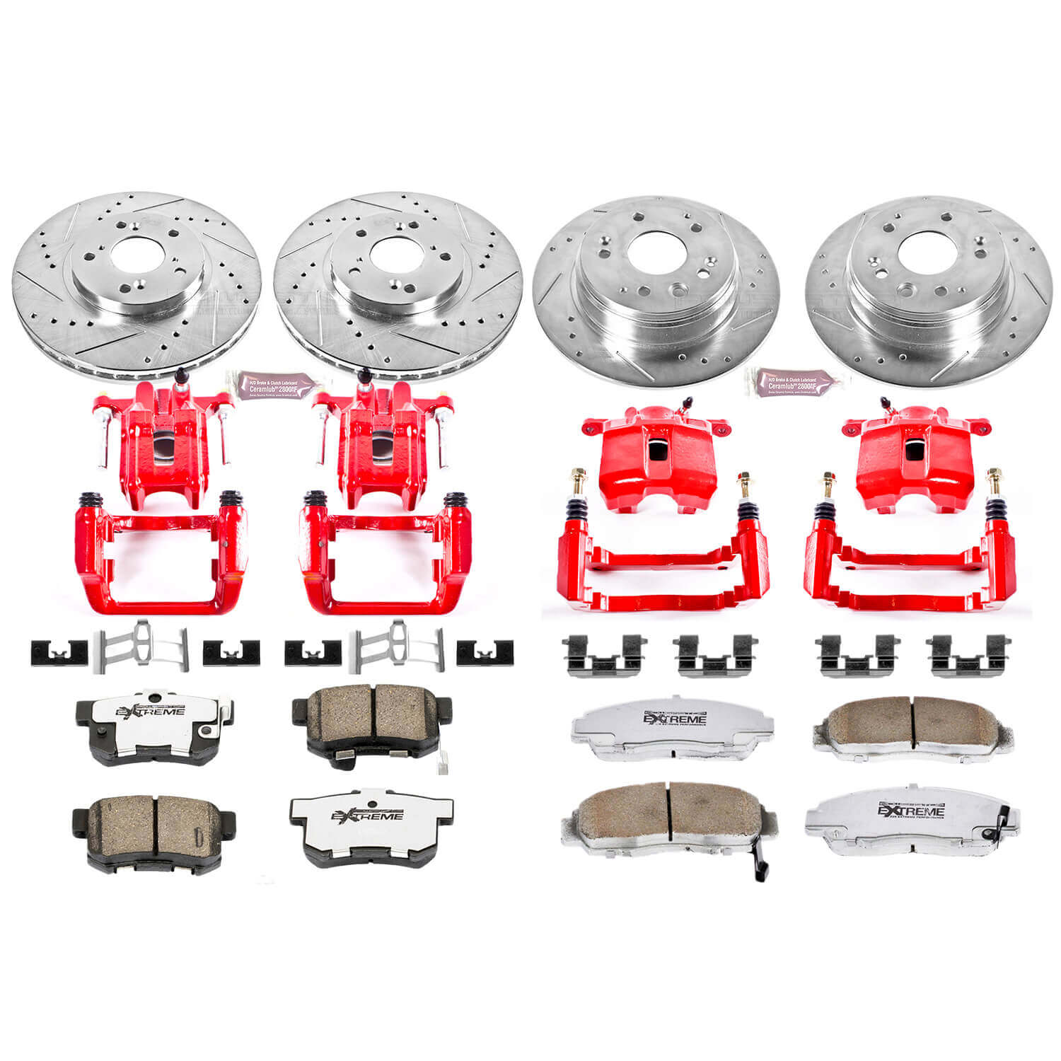 Power Stop KC2295-26 - Z26 Extreme Street Warrior 1-Click Brake Kit With Calipers (Front And Rear) vehicle fitment brake part