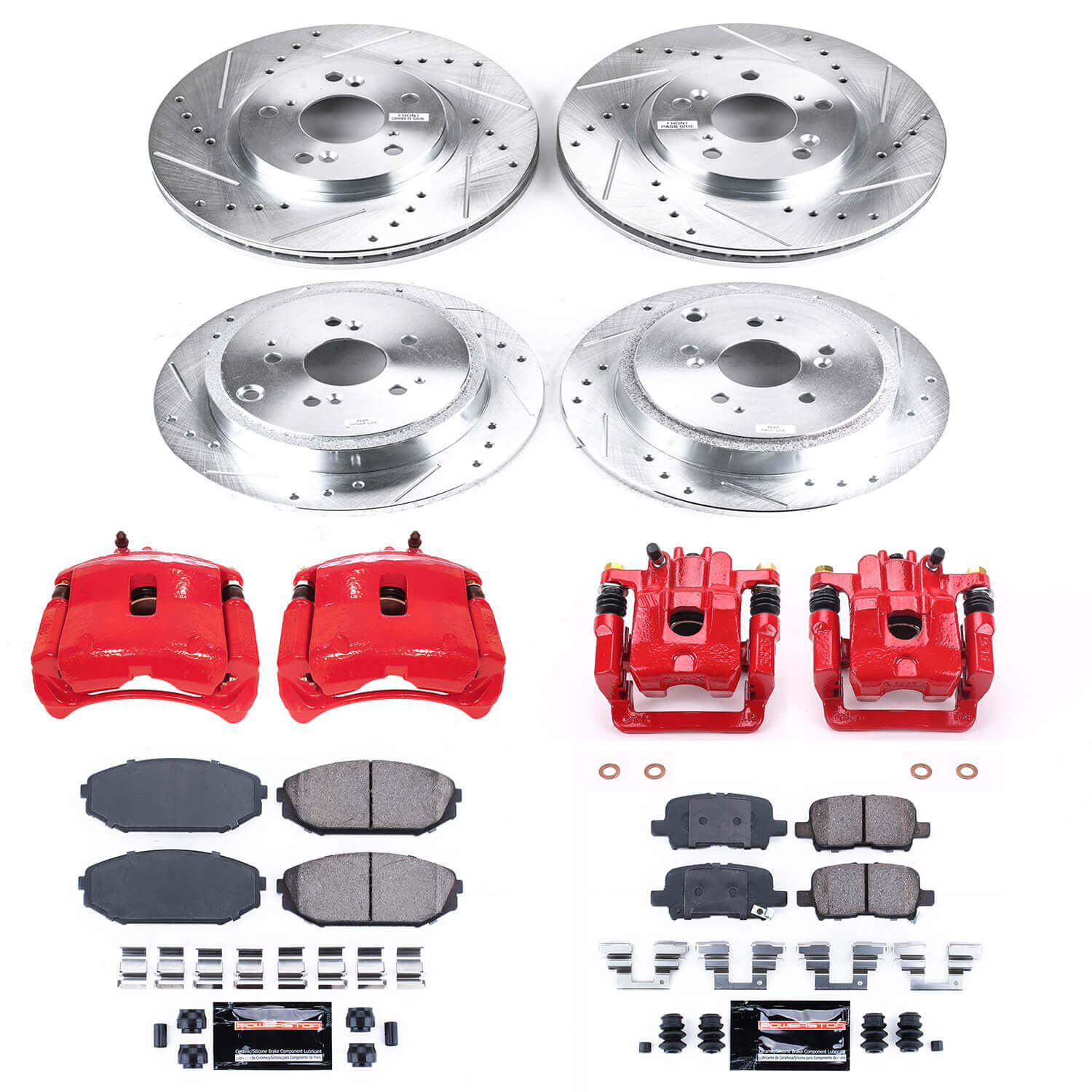 Power Stop KC2300 Z23 Evolution Sport Performance 1-Click Drilled And Slotted Front And Rear Brake Kit With Calipers for 2001-2002 Acura Mdx product image