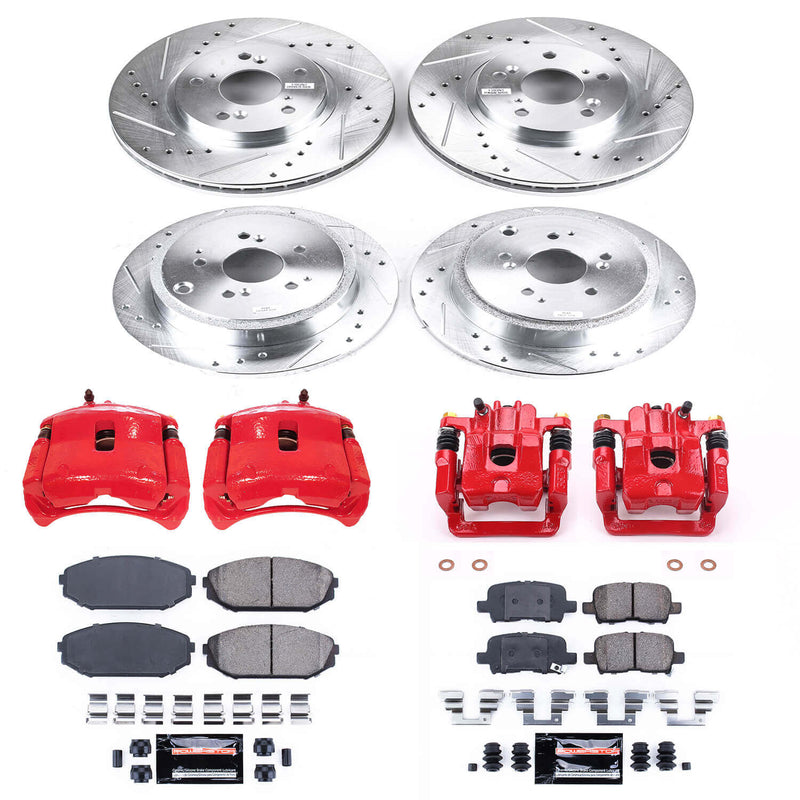 Power Stop KC2300 Z23 Evolution Sport Performance 1-Click Drilled And Slotted Front And Rear Brake Kit With Calipers for 2001-2002 Acura Mdx product image