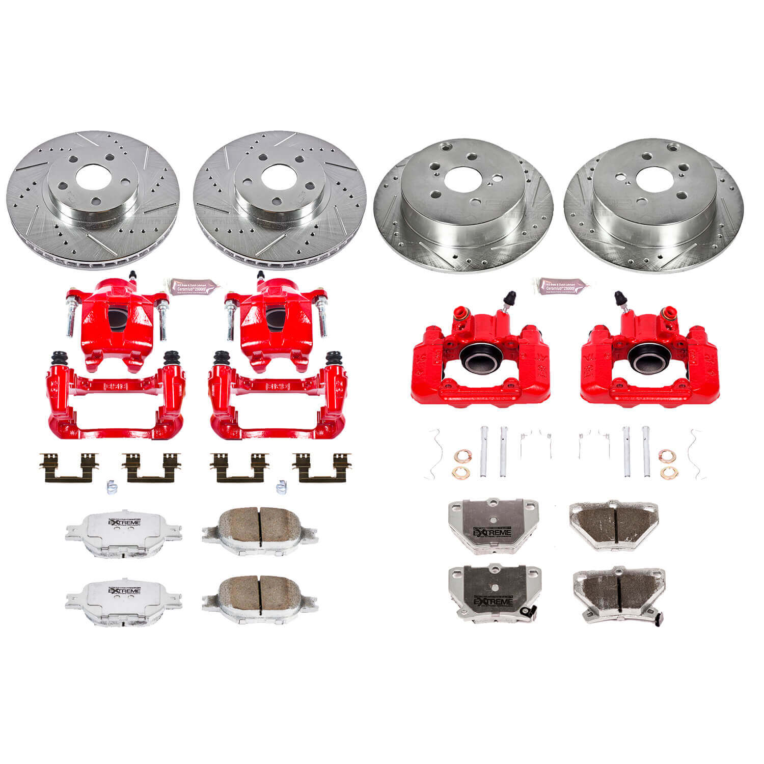 Power Stop KC2314A-26 Z26 Extreme Street Warrior 1-Click Brake Kit With Calipers (Front And Rear) for 2003-2005 Toyota Celica product image