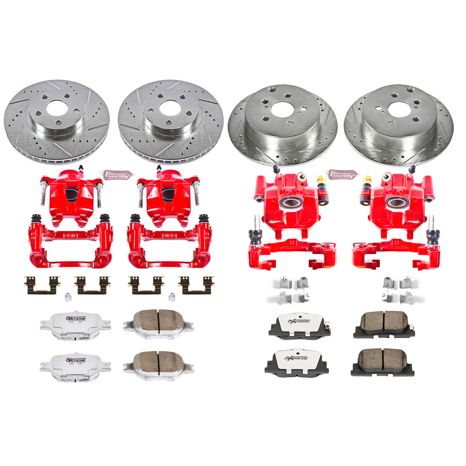 Power Stop KC2315-26 Z26 Extreme Street Warrior 1-Click Brake Kit With Calipers (Front And Rear) for 2005-2010 Scion Tc product image