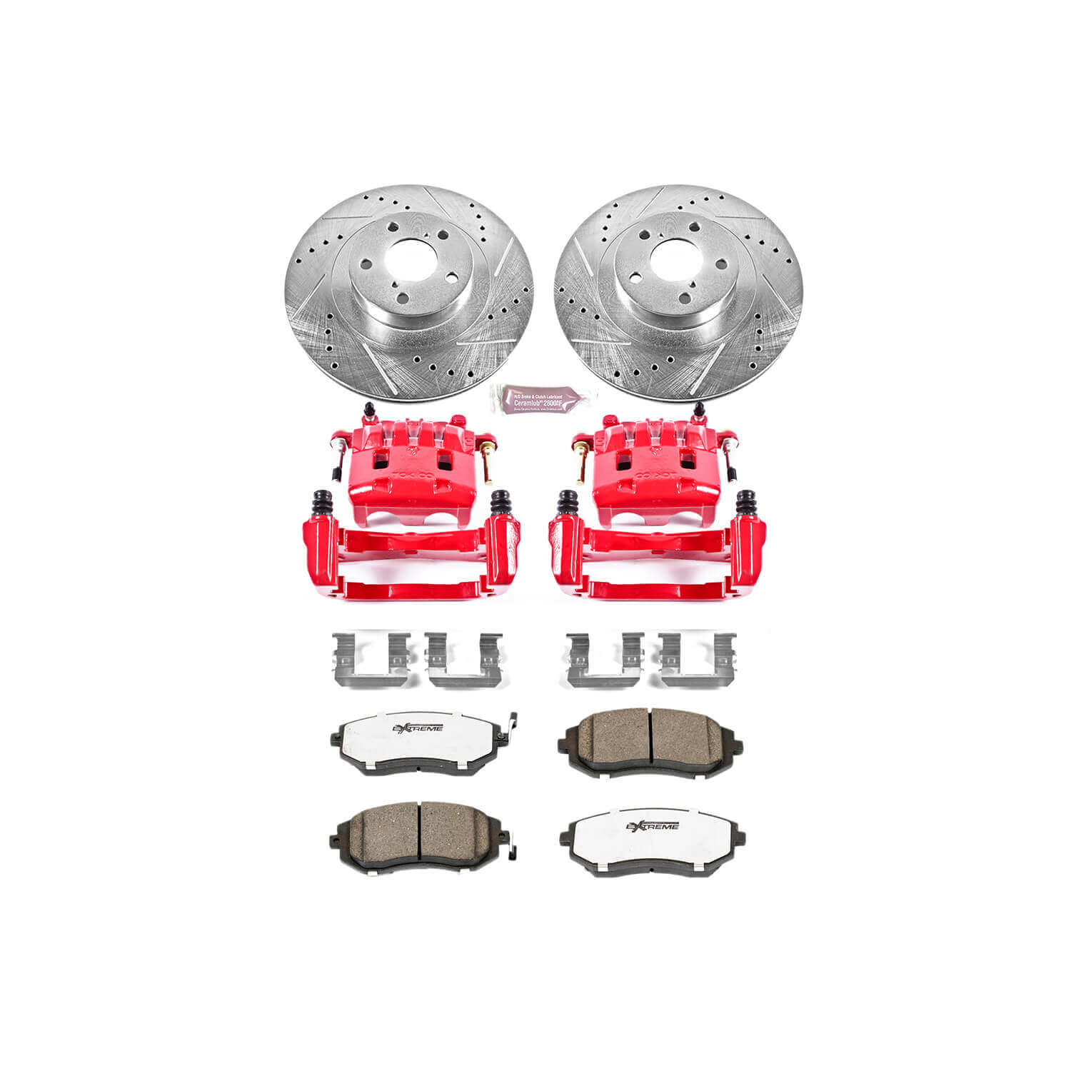 Power Stop KC2373-26 Z26 Extreme Street Warrior 1-Click Brake Kit With Calipers (Front) for 2002-2008 Saab 9-2X Aero product image